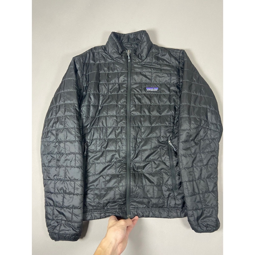 Patagonia Mens Nano Puff Jacket Black Full Zip Quilted Insulated Size S